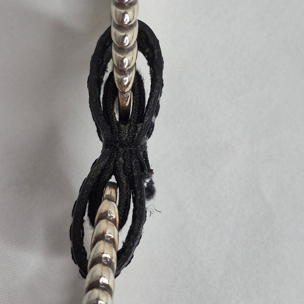 Vintage Brighton Black Croc Leather Silver Chain Link Belt Size 30 B30943 Rodeo - Picture 6 of 9